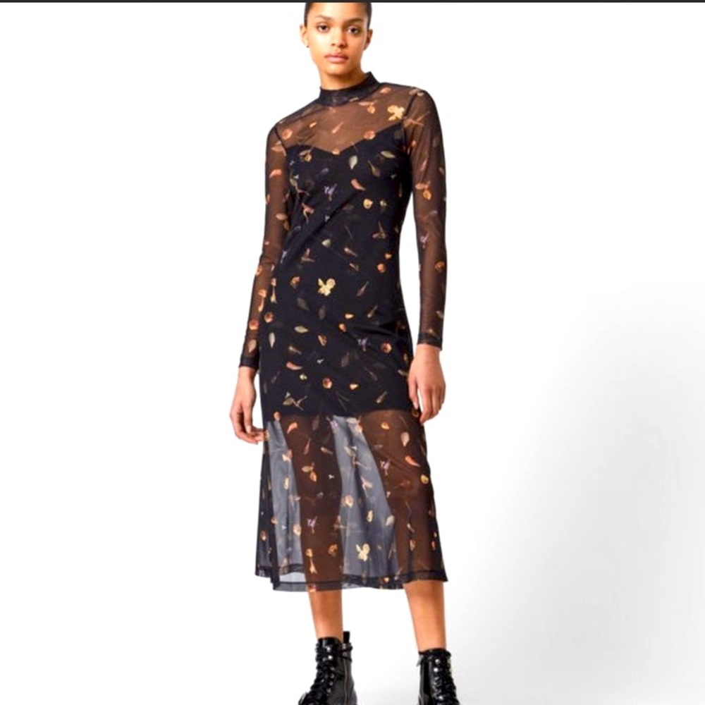 *BRAND NEW* All Saints Hanna Floral Mesh Midi Dress Size 10